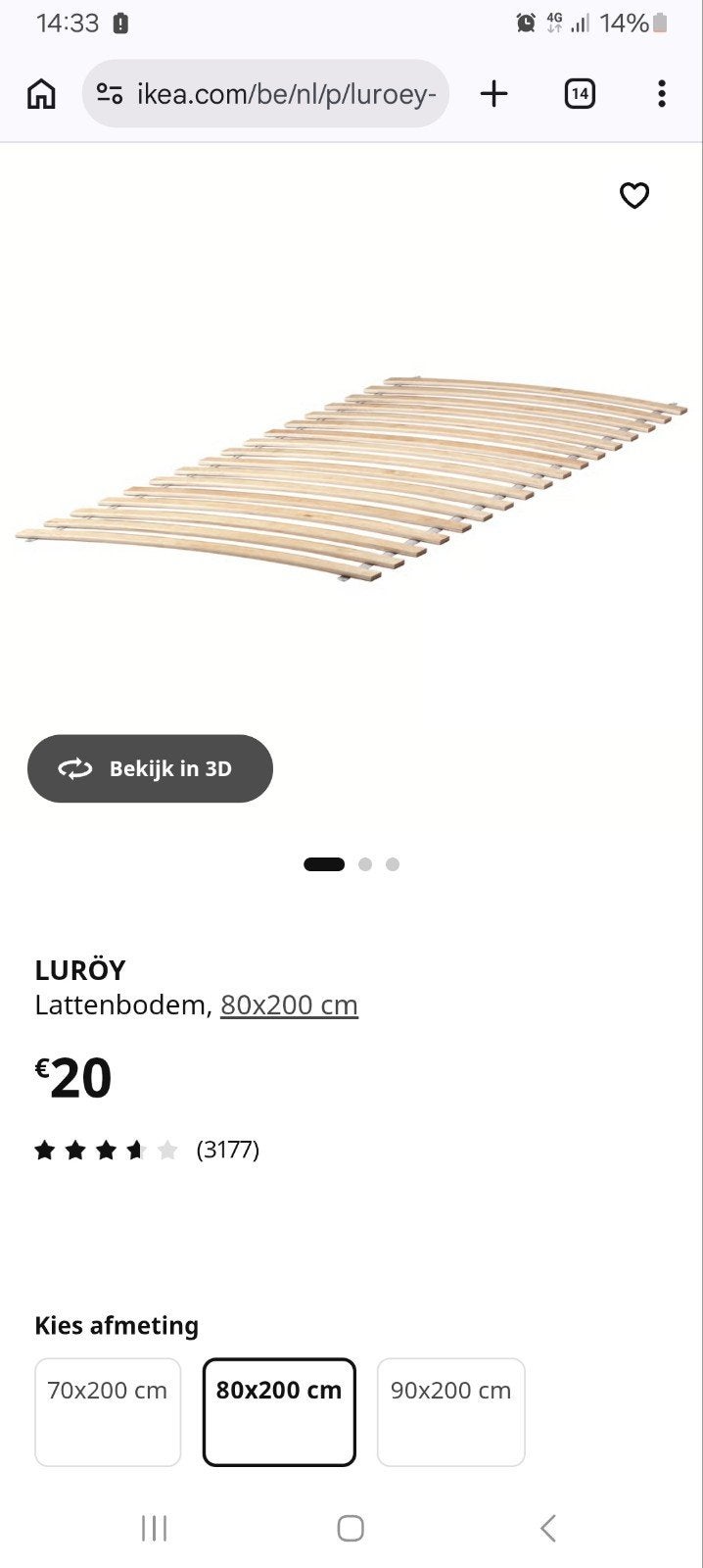 lattenbodem luroy 160 cm, Huis en Inrichting, Ophalen, 80 cm