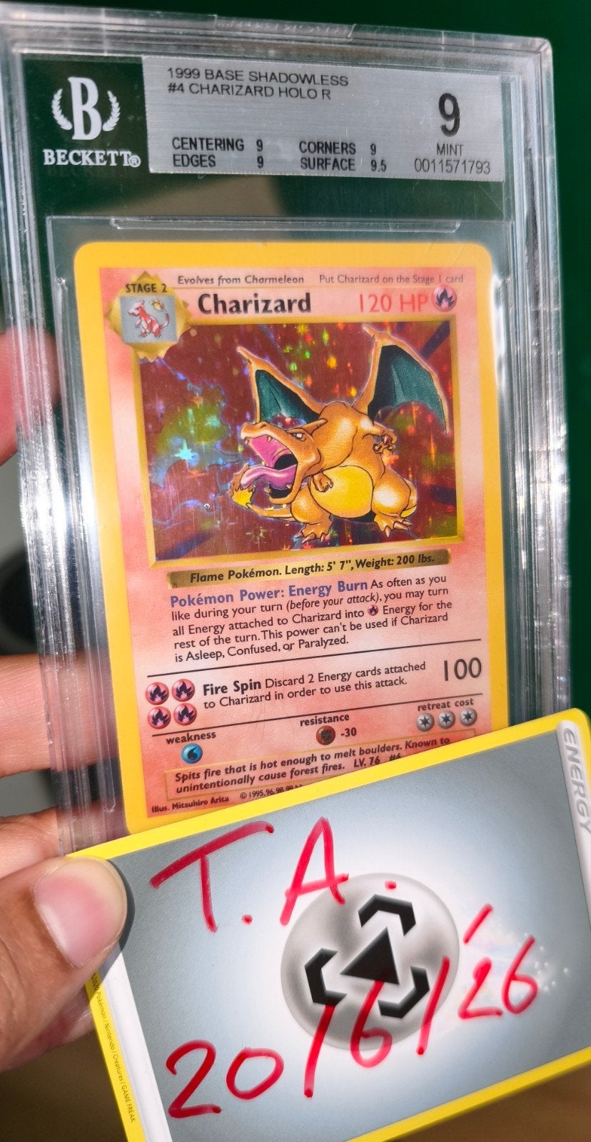 Set de base Charizard 1999 Shadowless Holo Beckett BGS 9 MIN, Hobby & Loisirs créatifs, Enlèvement ou Envoi