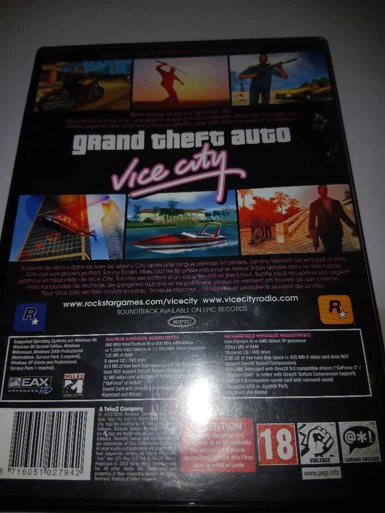 Gta Vice city pc, Enlèvement ou Envoi, 1 joueur, À partir de 18 ans, Aventure et Action