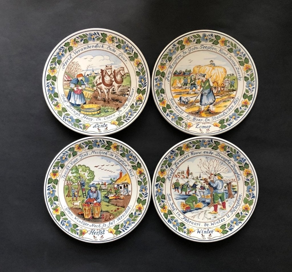 Delft Vier Seizoenen Garnituurborden/Royal Goedewaagen Gouda, Ophalen