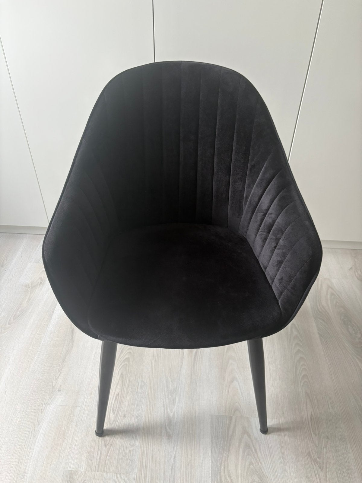 2x zwarte velvet stoelen, Huis en Inrichting, Ophalen, Gebruikt, Zwart, Twee