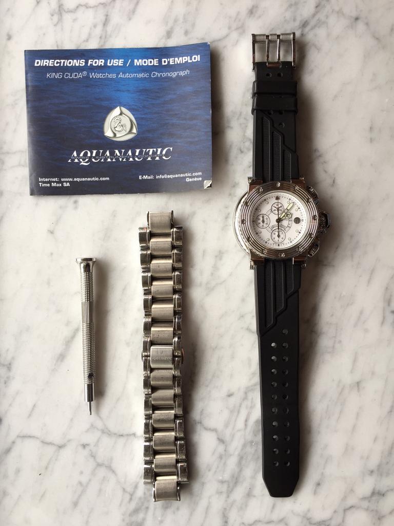 BEKIJK - Aquanautic King Cuda Steel Diving, Handtassen en Accessoires, Horloges | Heren, Zo goed als nieuw, Staal, Staal, Ophalen