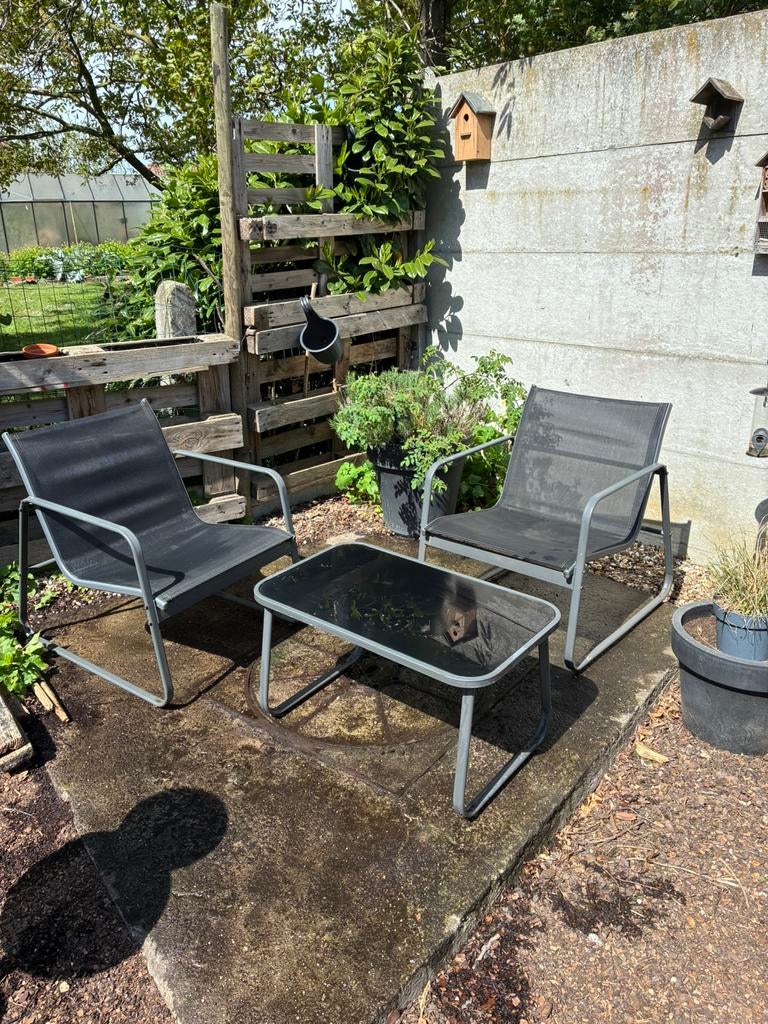 Tuinset 2 personen, Gebruikt, Bijzettafel, Aluminium, Tuinset