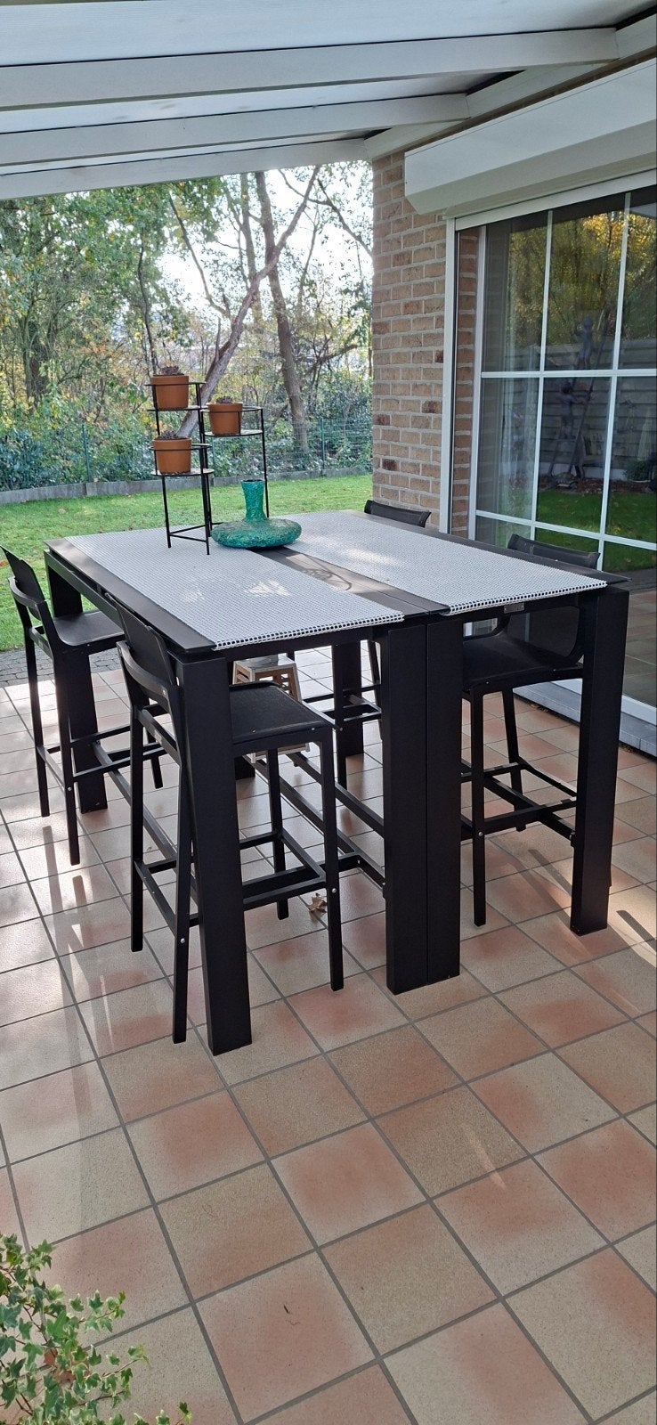 Tuinset met 2 hoge tafels en 10 hoge stoelen vanT&T design, Jardin & Terrasse, Table à dinner, Salons de jardin, Aluminium, Comme neuf