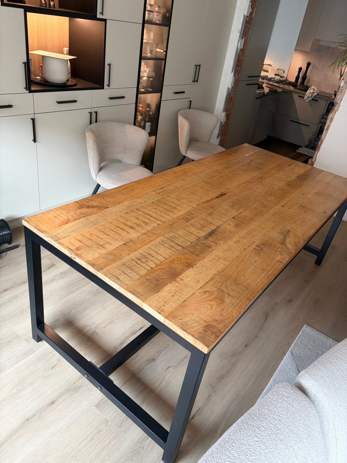 Eettafel 220x100, Ophalen, Gebruikt, 200 cm of meer, 50 tot 100 cm