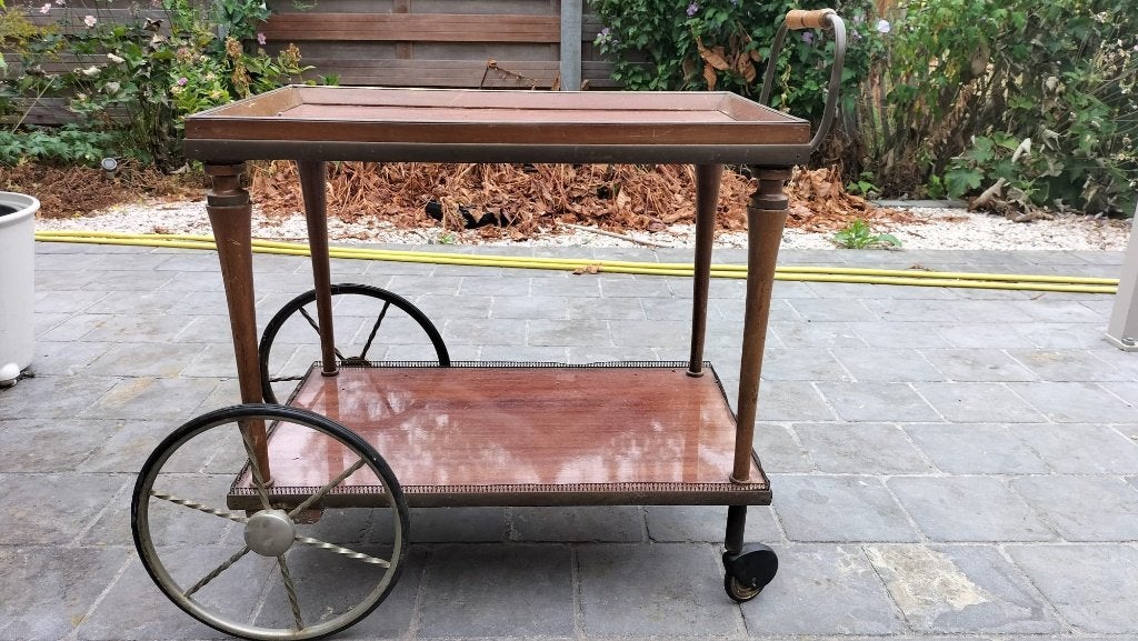 riginele Italiaanse Vintage Bar Cart / Serveertrolley, Enlèvement, Utilisé