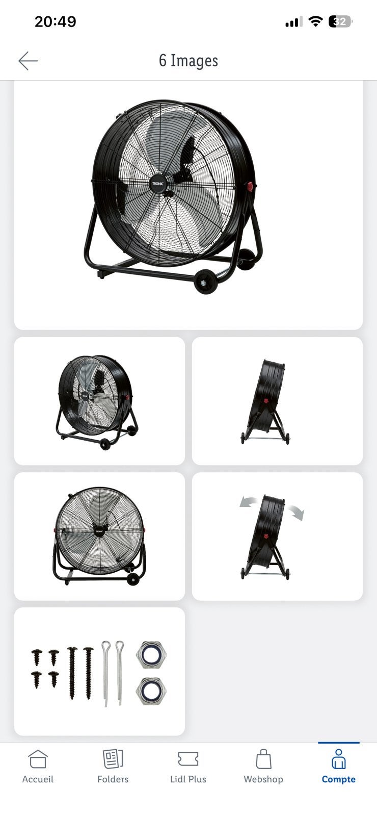 TRONIC Krachtige vloerventilator, Ophalen, Zo goed als nieuw, Vloerventilator