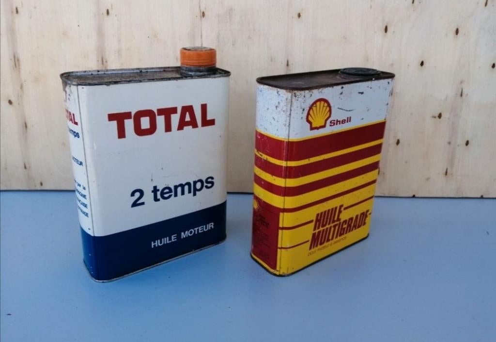Lot bidon Total Shell neuf. Set blikken olie nooit geopend, Enlèvement ou Envoi, Comme neuf