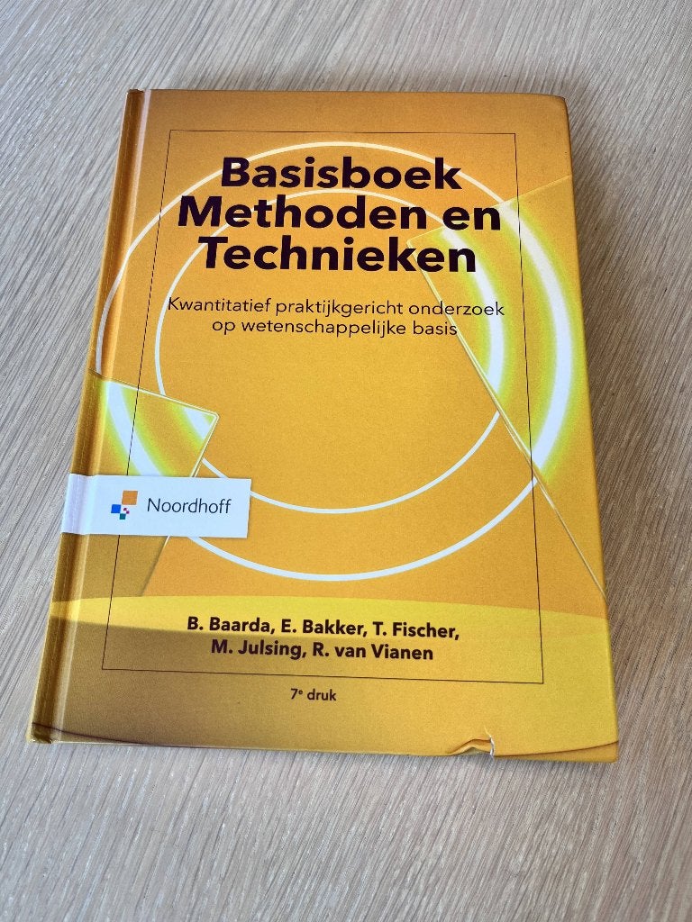 Basisboek Methoden en Technieken - 7e druk, Ophalen of Verzenden, Gelezen, Hoger Onderwijs, Ben Baarda; Esther Bakker; Tom Fischer; Mark Julsing