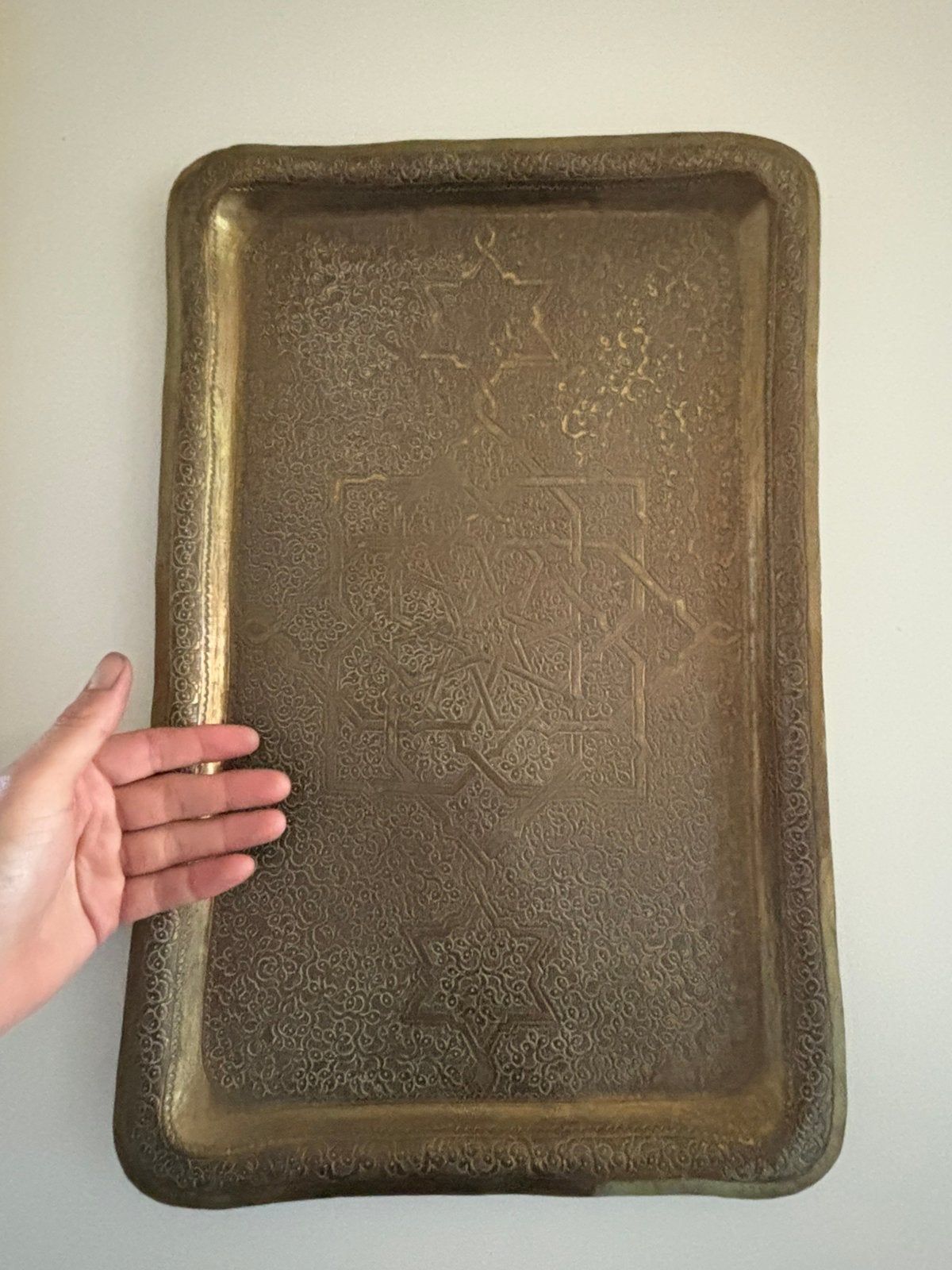 Antiek zwaar koperen dienblad., Antiek en Kunst, Ophalen, Koper
