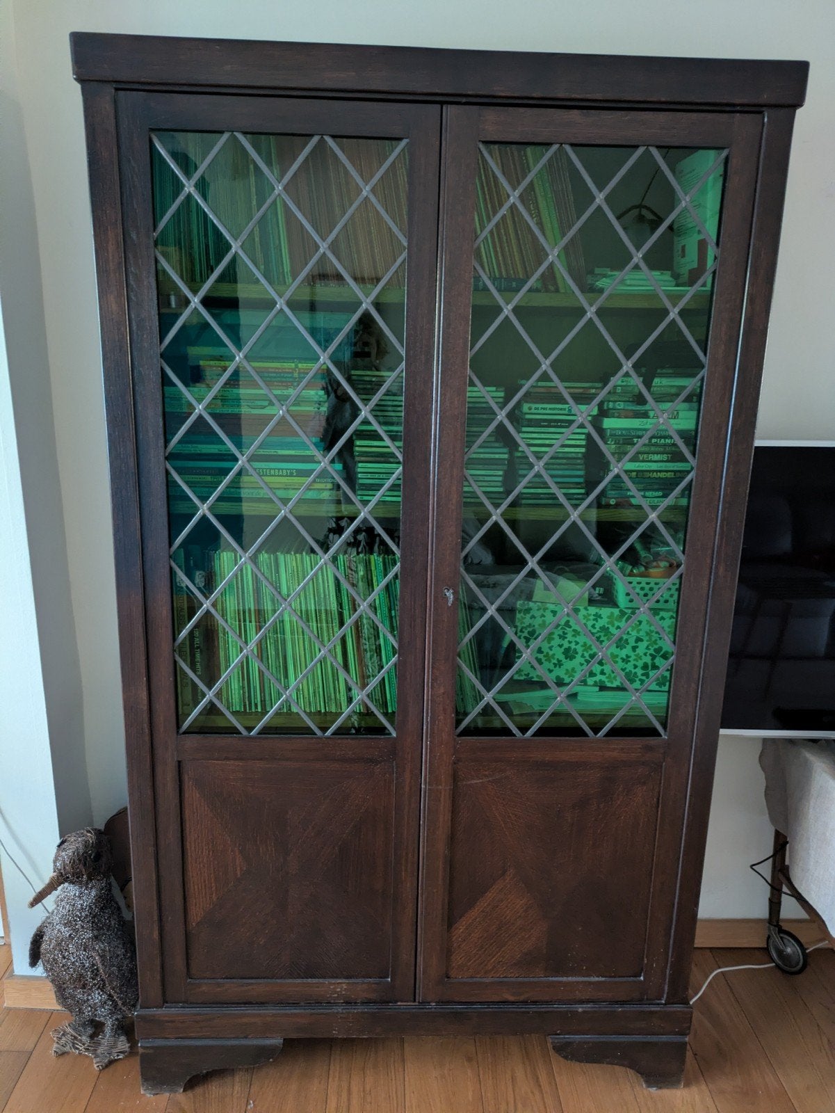 vintage houten kast(en) met glas in deuren, Ophalen, Vintage, 150 tot 200 cm, 25 tot 50 cm