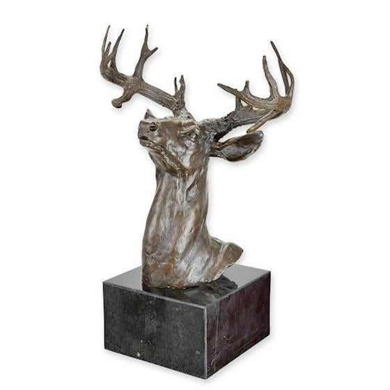 bronzen hert , buste, Antiek en Kunst, Kunst | Beelden en Houtsnijwerken, Buste, Ophalen of Verzenden