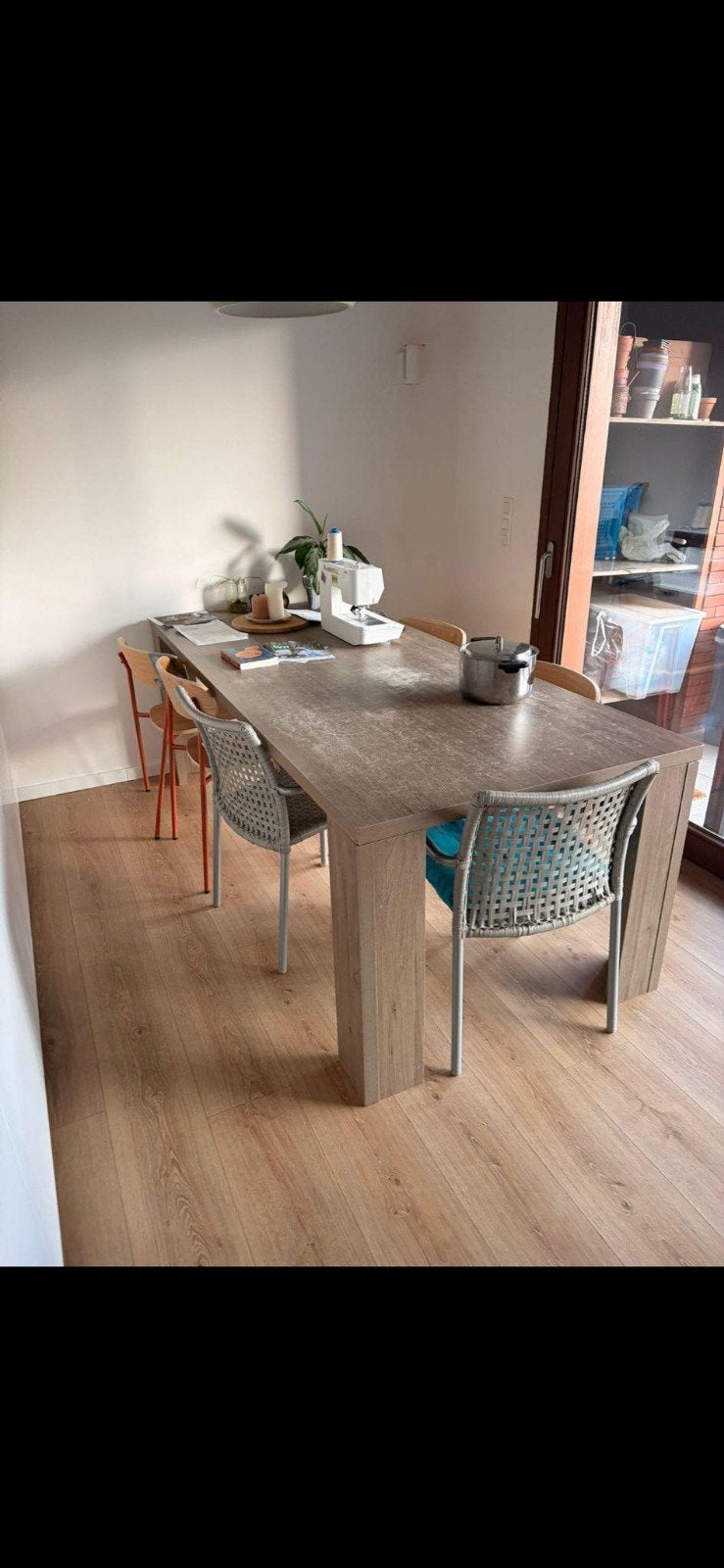 Houten eettafel, Ophalen, Gebruikt, Eikenhout, 200 cm of meer