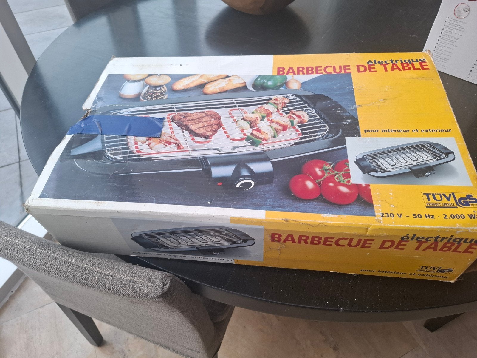 Electrische tafelbbq., Tuin en Terras, Elektrische barbecues, Ophalen, Gebruikt, Zie foto's