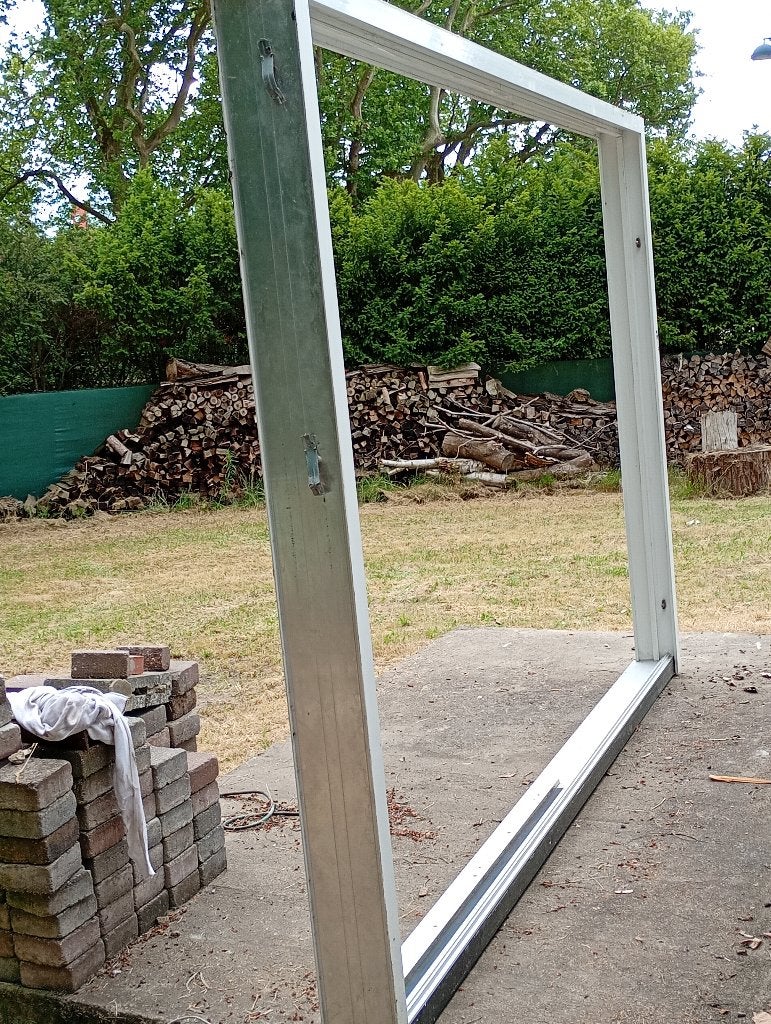 Schuifraam 3 meter, Doe-het-zelf en Bouw, Ophalen, Kunststof, Gebruikt, 225 cm of meer