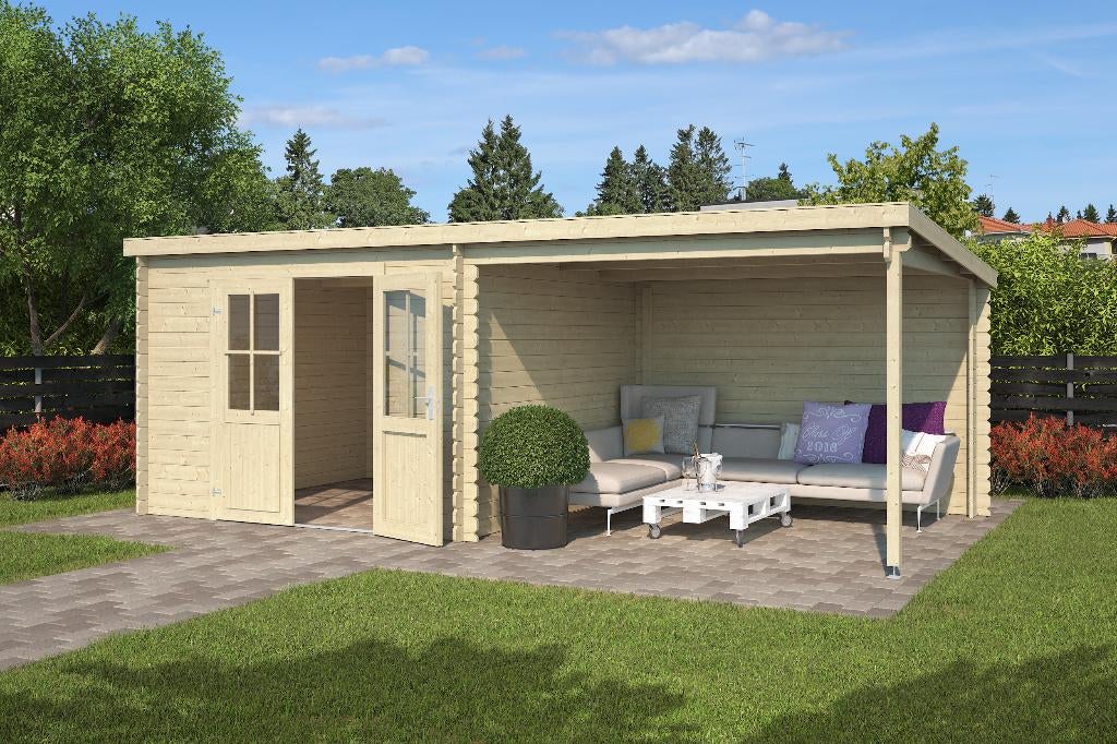 Blokhut met overkapping Orlando 581x292 Onbehandeld vuren, Verzenden, Nieuw