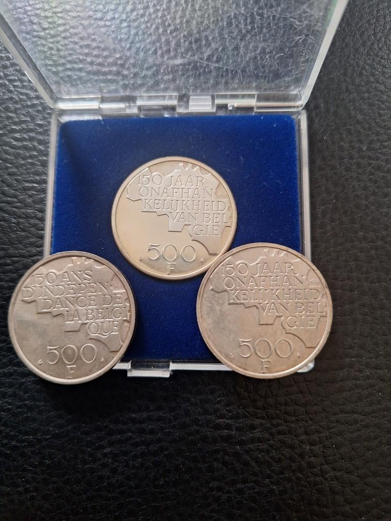 3 munten 500 bef 150 jaar Belgie, Ophalen