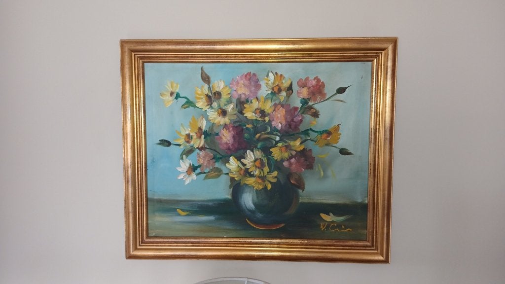 schilderij, Enlèvement, Peint à la main, Fleurs
