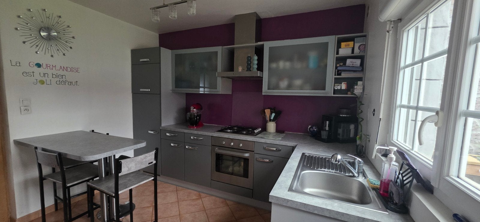 Cuisine équipée complète en L, Maison & Meubles, Accessoires pour la Maison | Autre, Verre, Gris, Moderne