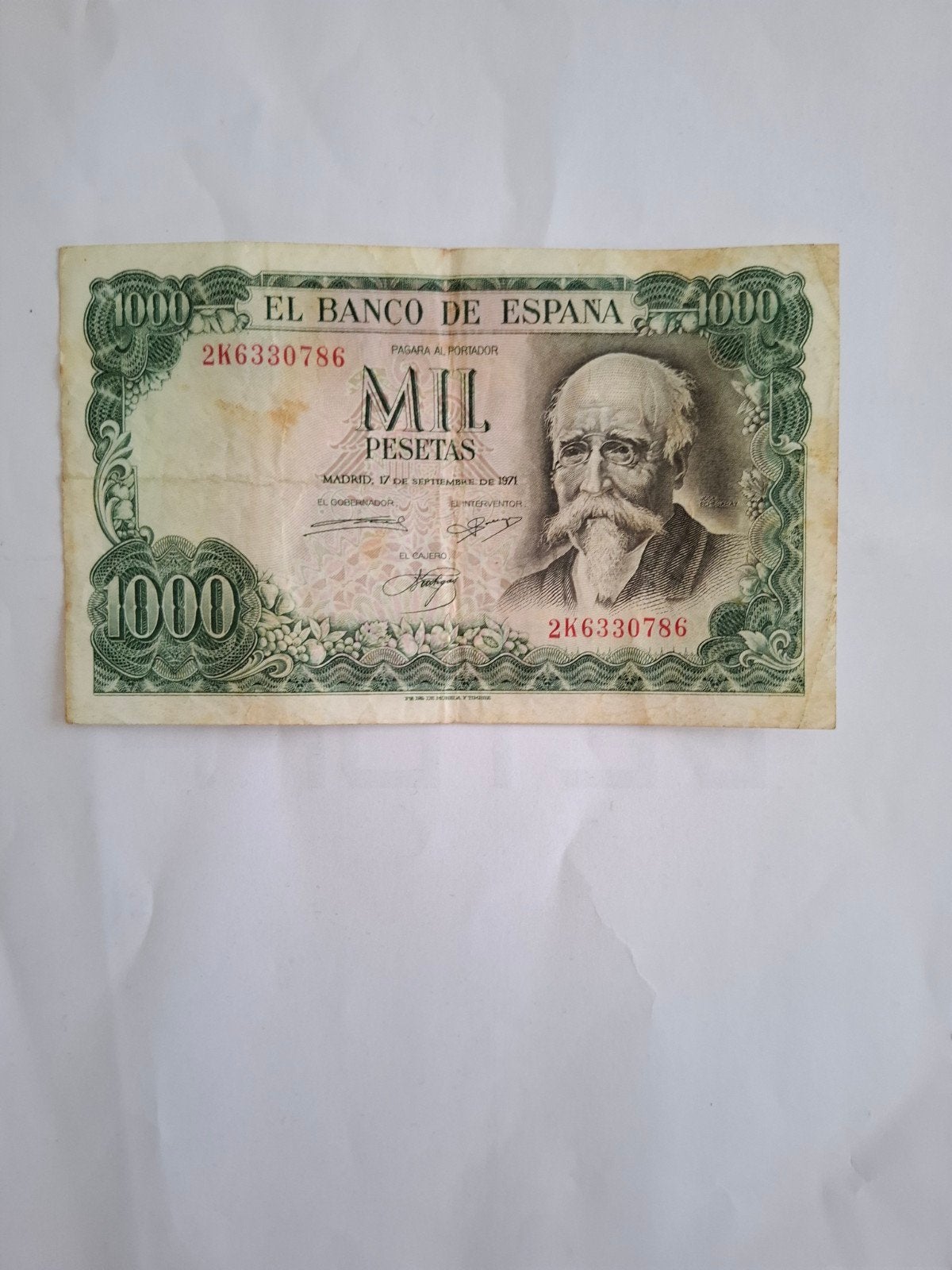 Spanje 1000 Pst 1971, Ophalen of Verzenden, Overige landen, Los biljet