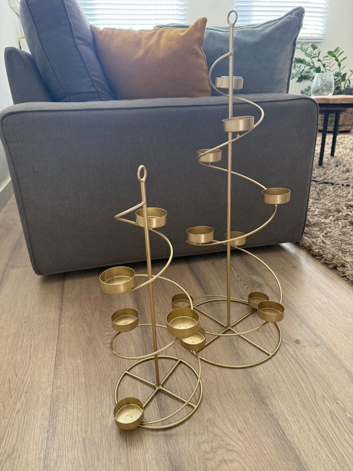 Set Pomax gouden theelichthouders, verschillende hoogte, Ophalen, Zo goed als nieuw, Goud, Overige merken