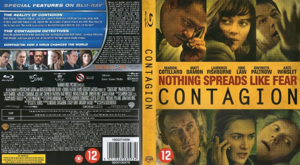 contagion (blu-ray) nieuw, Cd's en Dvd's, Blu-ray, Zo goed als nieuw, Drama, Ophalen of Verzenden