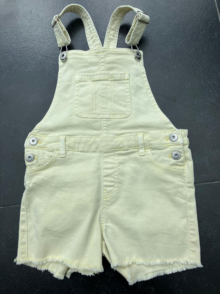 Lichtgele tuinbroek / salopette - jeans - 6/7 jaar - Tex, Enlèvement, Utilisé, Fille, Pantalon