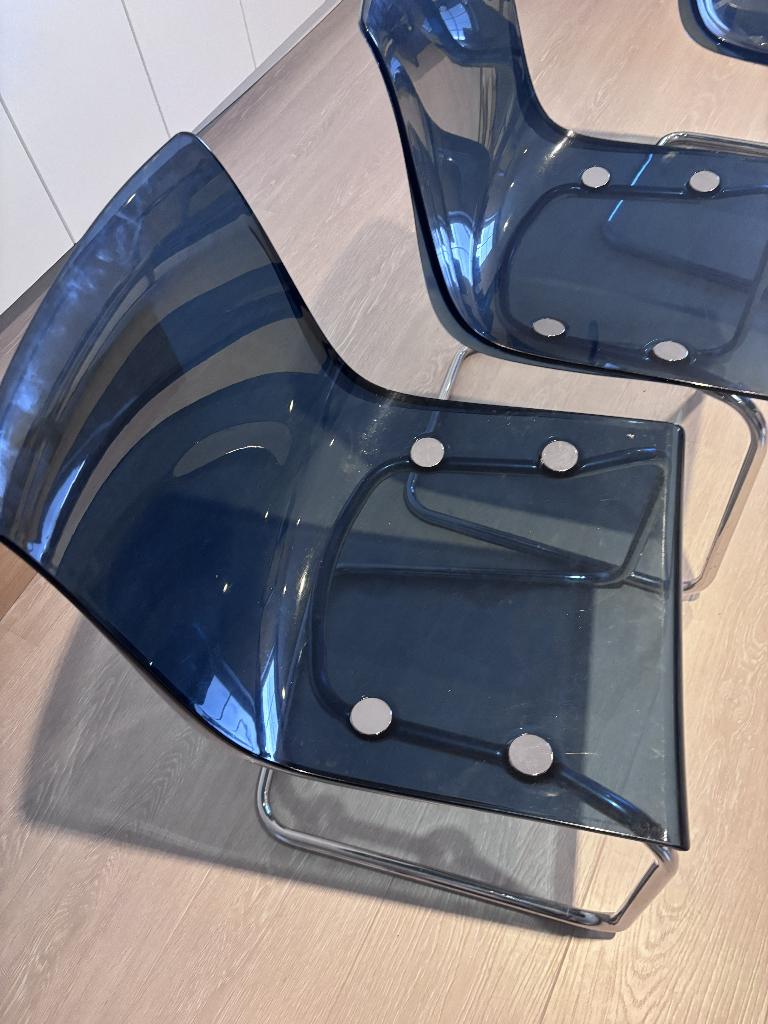 4 stoelen ikea TOBIAS, Ophalen, Kunststof, Gebruikt, Blauw