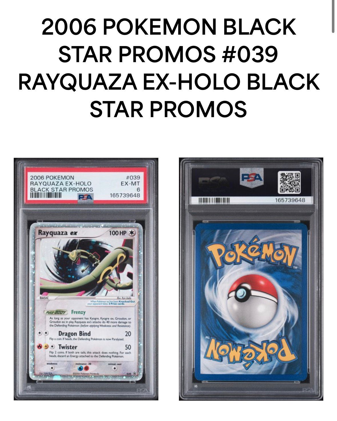 Rayquaza 039 - Black Star Promo - PSA 6 “NEW CERT” EX/M, Enlèvement ou Envoi, Comme neuf