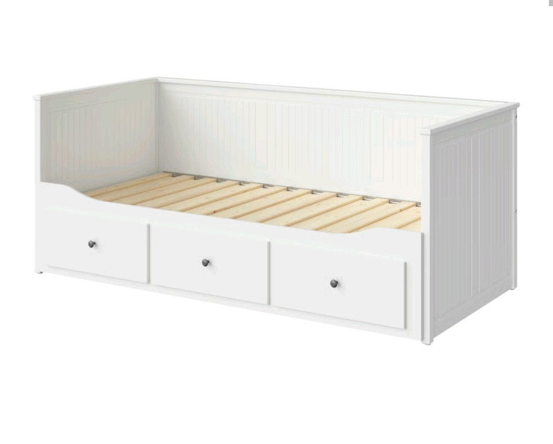 Uitschuifbaar bed Ikea Hemnes, Ophalen, Wit, Landelijk, 200 cm