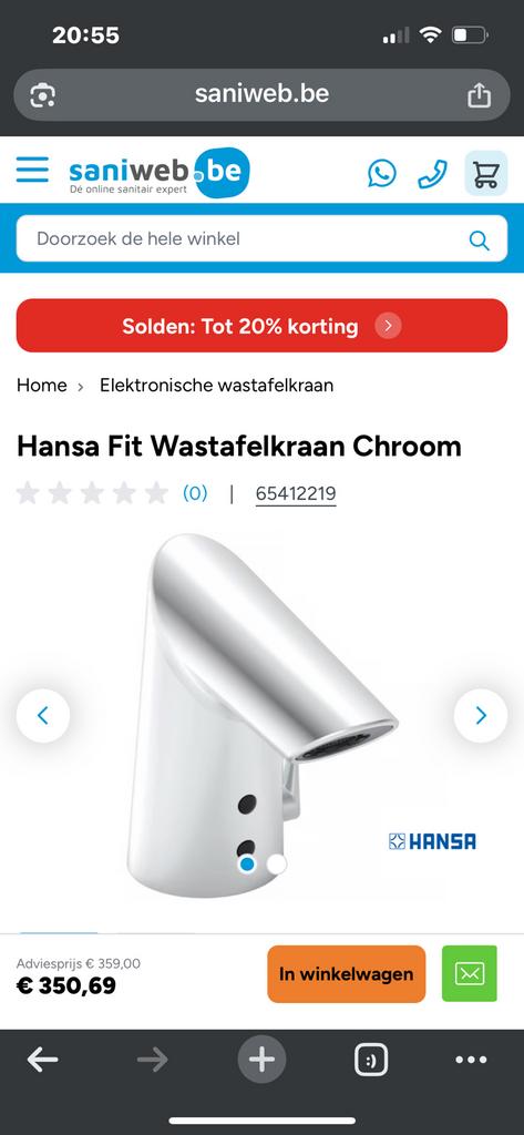 Hansa Hansafit elektronische wastafelkraan, Doe-het-zelf en Bouw, Ophalen, Nieuw, Chroom