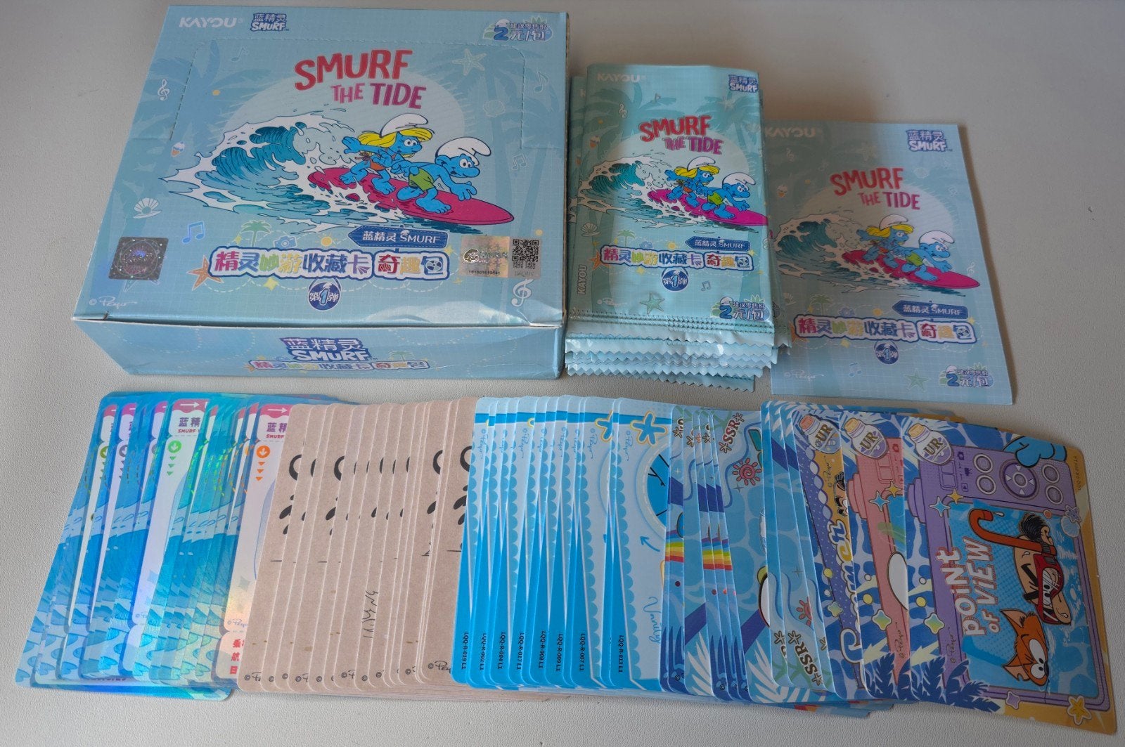 Lot 64 cartes Schtroumpf Smurf the Tide, Collections, Envoi, Comme neuf, Différents Schtroumpfs, Autres types