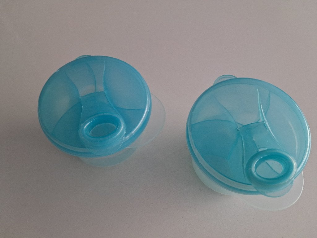 2 verdeelpotjes melkpoeder, avent, Ophalen of Verzenden, Zo goed als nieuw, Bewaarbakje, Philips Avent