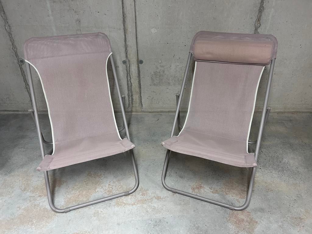 2 opvouwbare strandstoelen/kampeerstoelen, Enlèvement, Utilisé, Aluminium, Ajustable