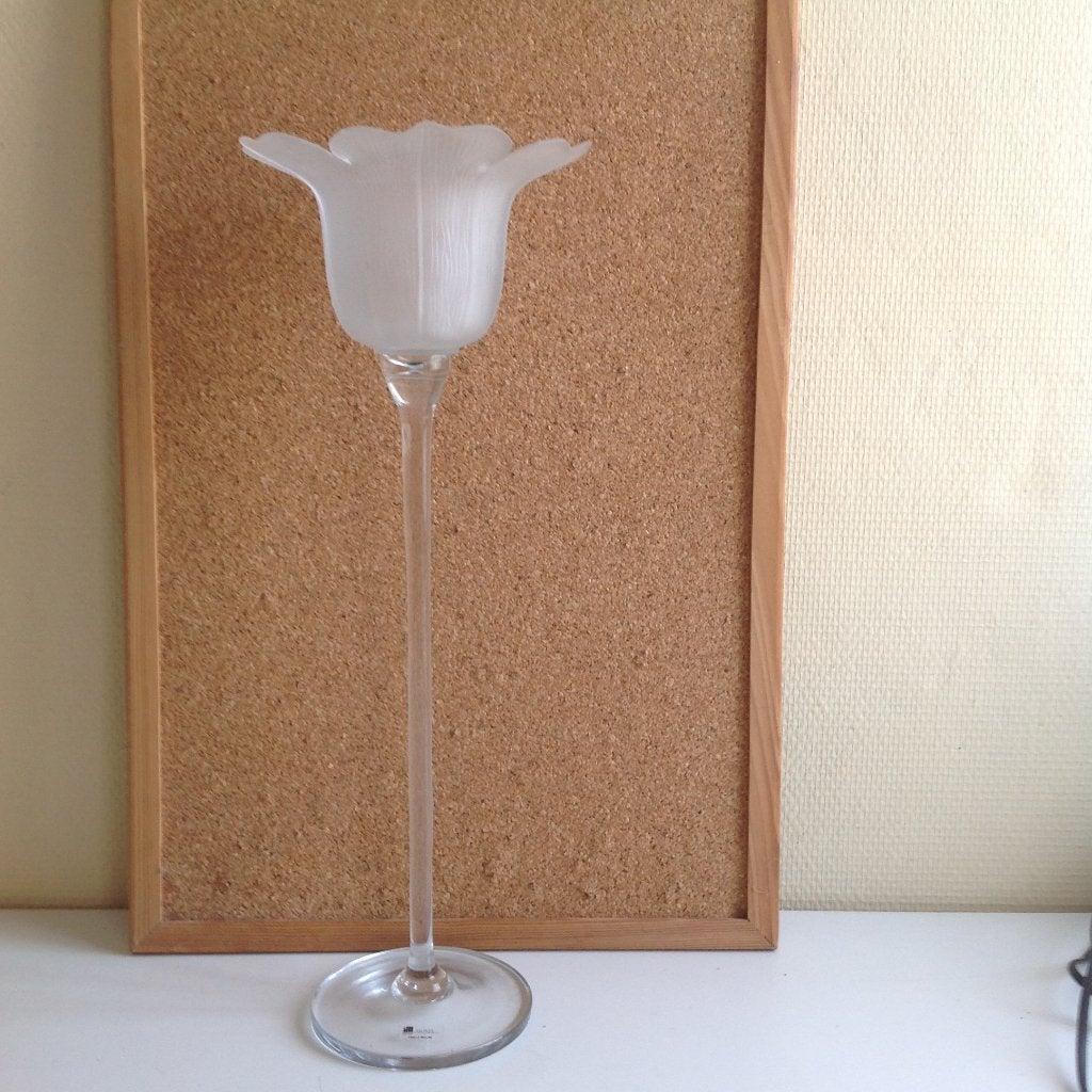 JM- Glass  Portugal   Tulp Windlicht, Glas, 45 cm, Wit, Handgemaakt