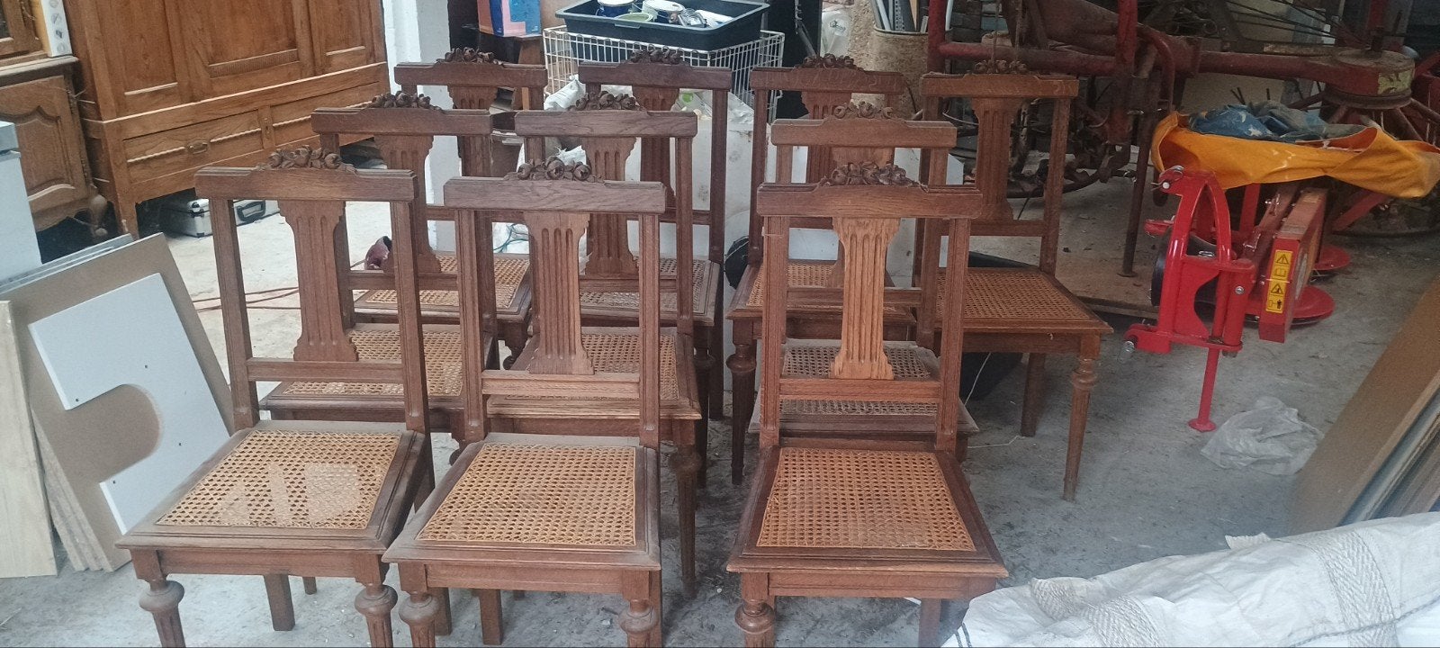 Tafel met 10 stoelen, Huis en Inrichting, Stoelen, Ophalen, Gebruikt