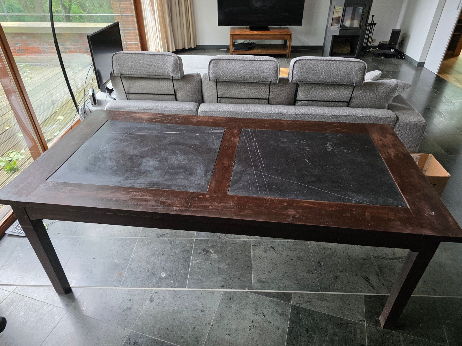 eettafel met stenen, Ophalen, Gebruikt, Vijf personen of meer, Rechthoekig