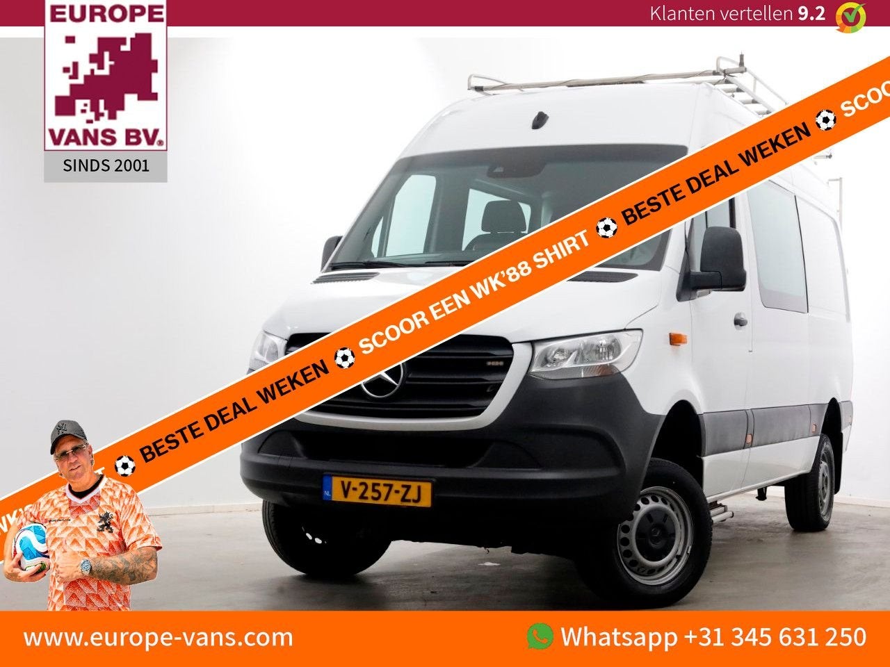 Mercedes-Benz Sprinter 314 CDI 143pk E6 L2H2 4x4 ZG1 D.C. Ai, Auto's, Bestelwagens en Lichte vracht, Wit, Mercedes-Benz, Bedrijf