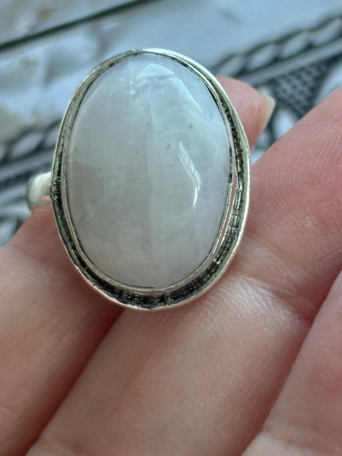 Zilveren ring met maansteen, Verzenden, Zo goed als nieuw, Zilver, Zilver