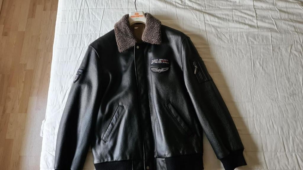 Blouson en cuir - Style aviateuR - état neuf !, Enlèvement, Comme neuf, Taille 56/58 (XL), Noir