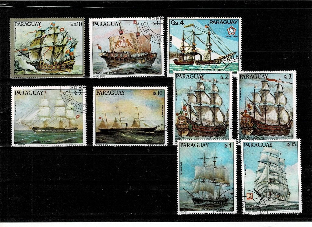 AMERIKA PARAGUAY ZEILBOTEN 9 POSTZEGELS GESTEMPELD - SCAN, Ophalen, Gestempeld, Zuid-Amerika