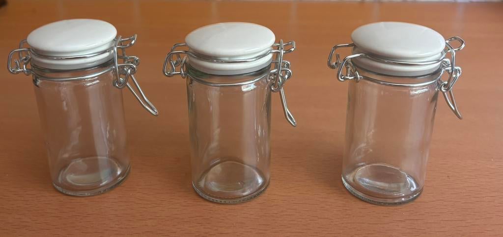 Trois petits bocaux, mille idées à créer..., Pot de stockage, Enlèvement ou Envoi, Comme neuf, Verre