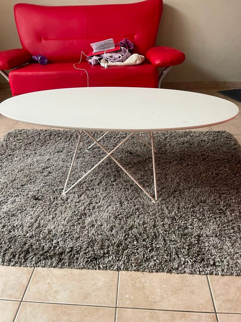 Witte lage salontafel, Maison & Meubles, Tables | Tables de salon, Enlèvement, Utilisé, Ovale, Autres essences de bois