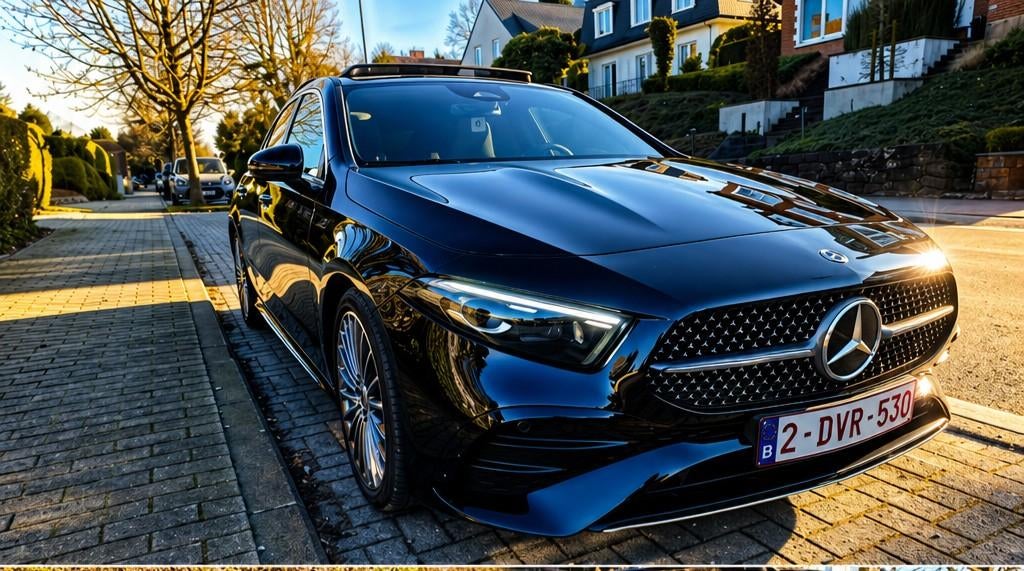 Mercedes A-Klasse facelift AMG-lijn, Auto's, Mercedes-Benz, 4 cilinders, Alcantara, Zwart, 5 zetels