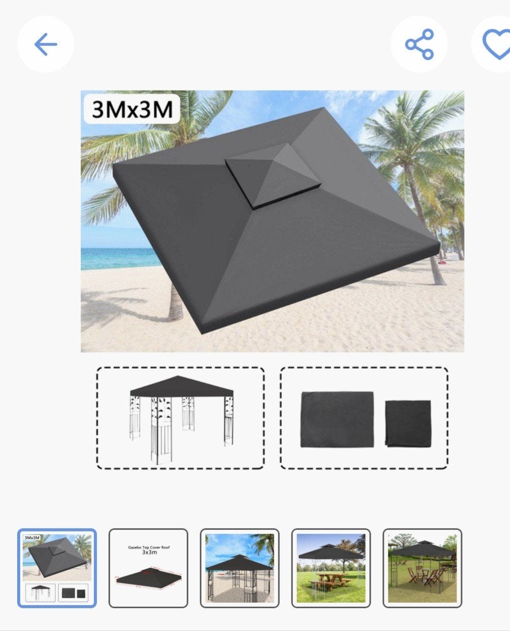 dakzeil voor paviljoen of partytent. antraciet kleur, Tuin en Terras, Ophalen, Nieuw