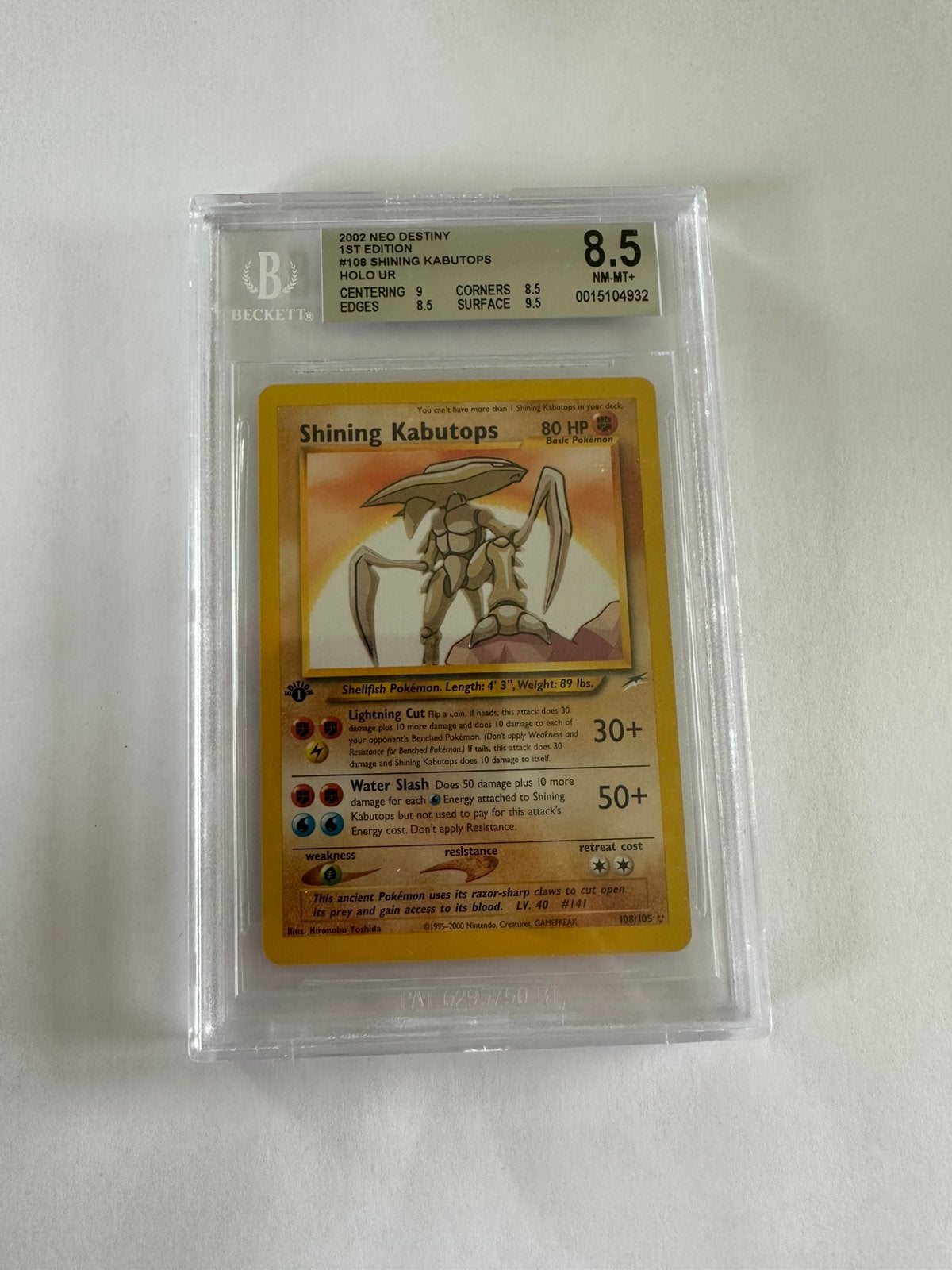 Shining Kabutops 1st edition Neo Destiny, Ophalen of Verzenden, Zo goed als nieuw