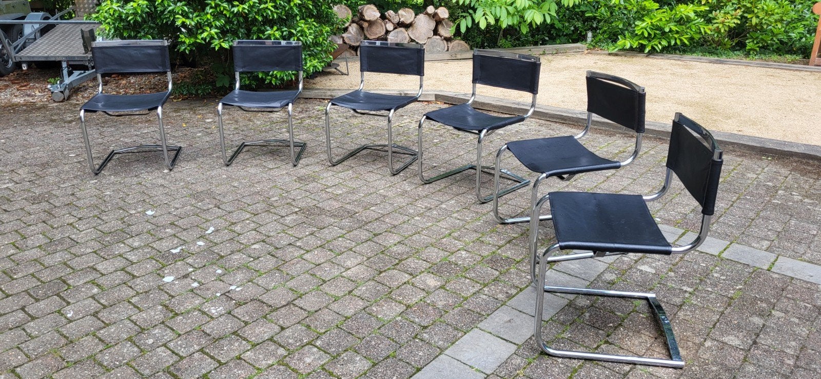 Lot de 6 chaises cuir et chrome vintage, Enlèvement