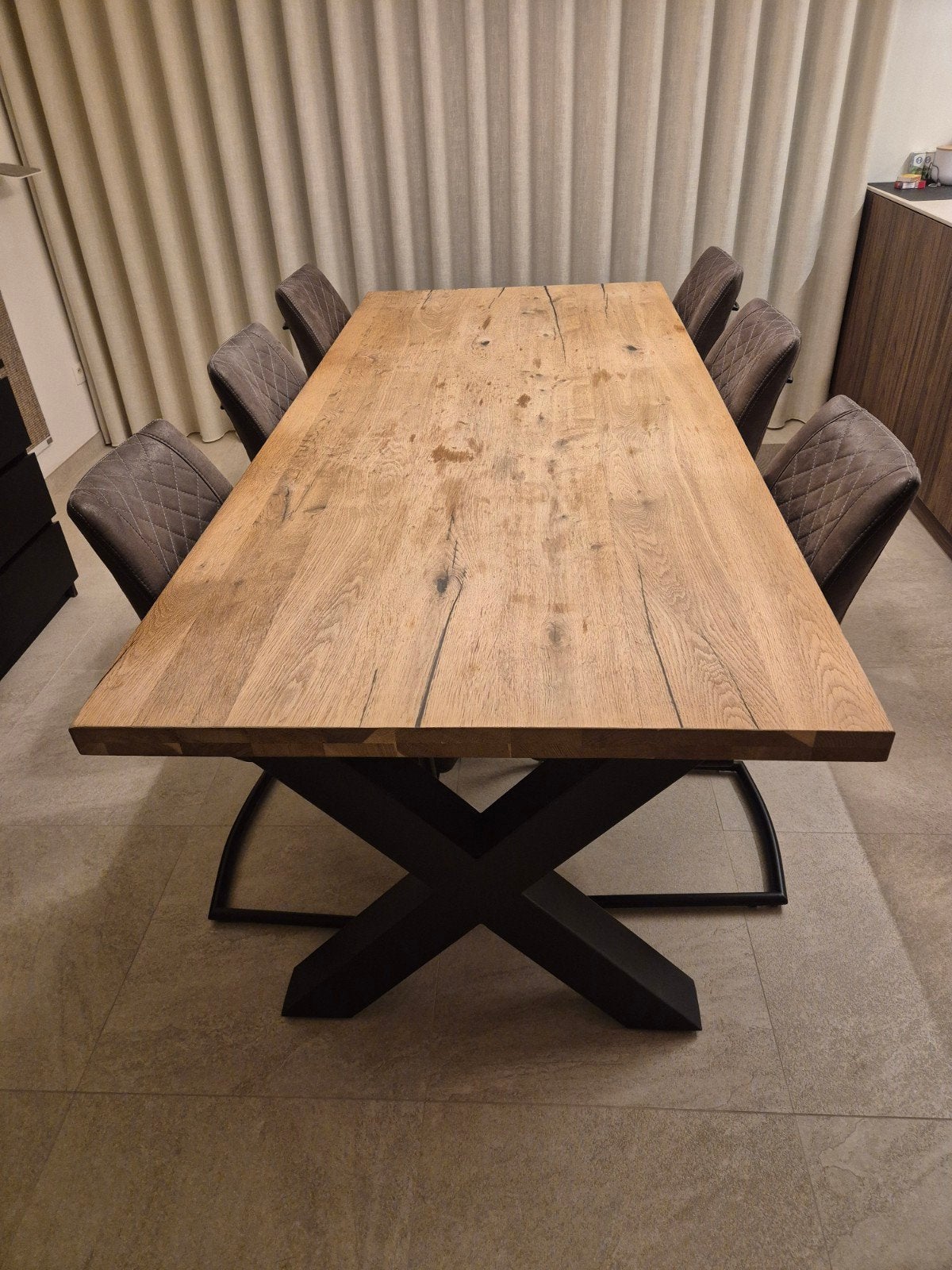 Table à manger Henders & Hazel 210x100 cm + 6 chaises, 100 à 150 cm, Enlèvement, Utilisé, Chêne