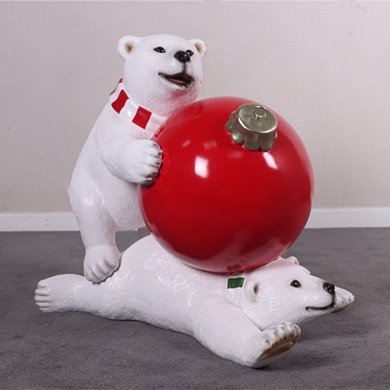 oursons polaires avec boule de Noël, hauteur 74 cm