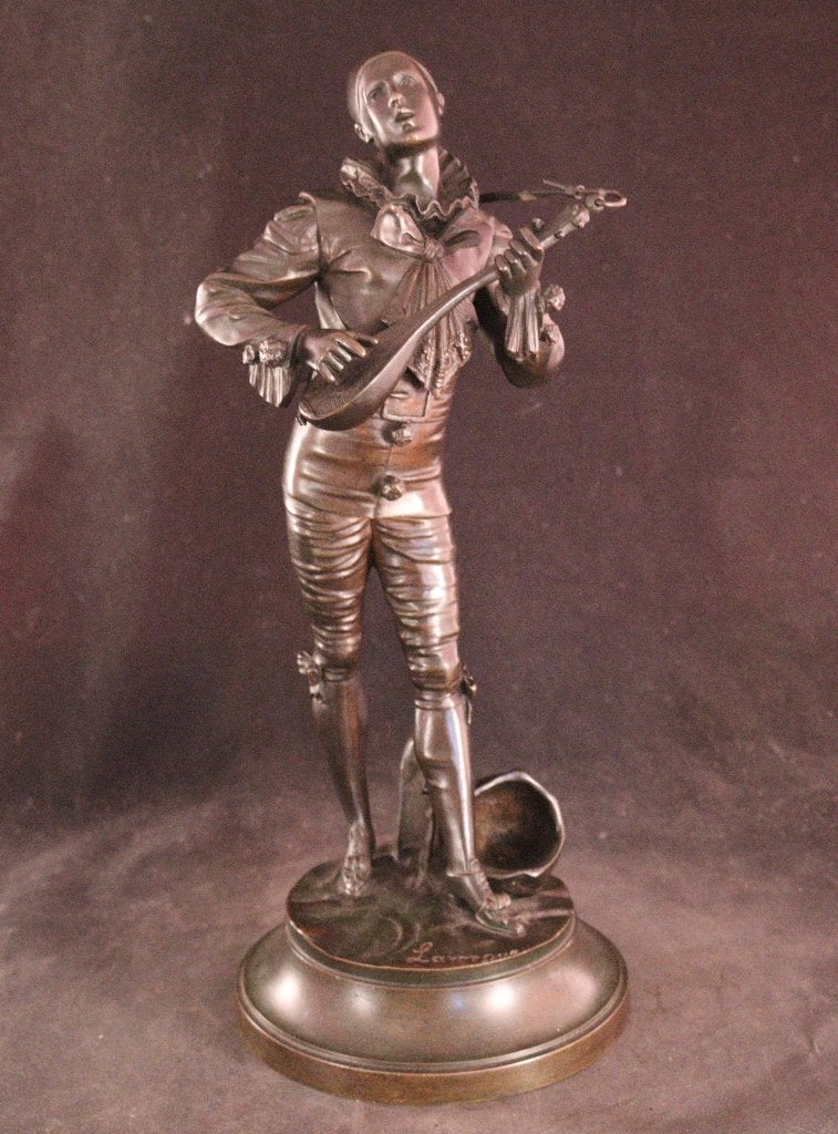 Sculpture de pierrot en bronze antique, Enlèvement ou Envoi, Statue